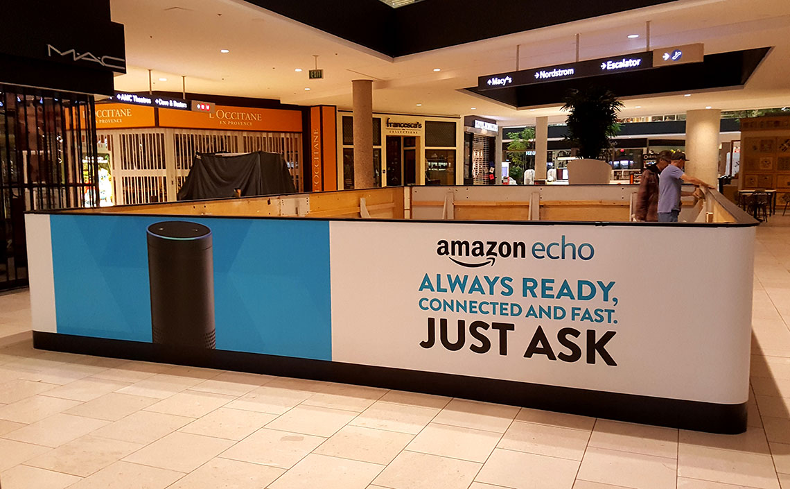 Amazon barricade kiosk with graphic wrap