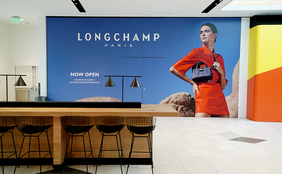 Westfield Valley Fair Longchamp barricade and graphics