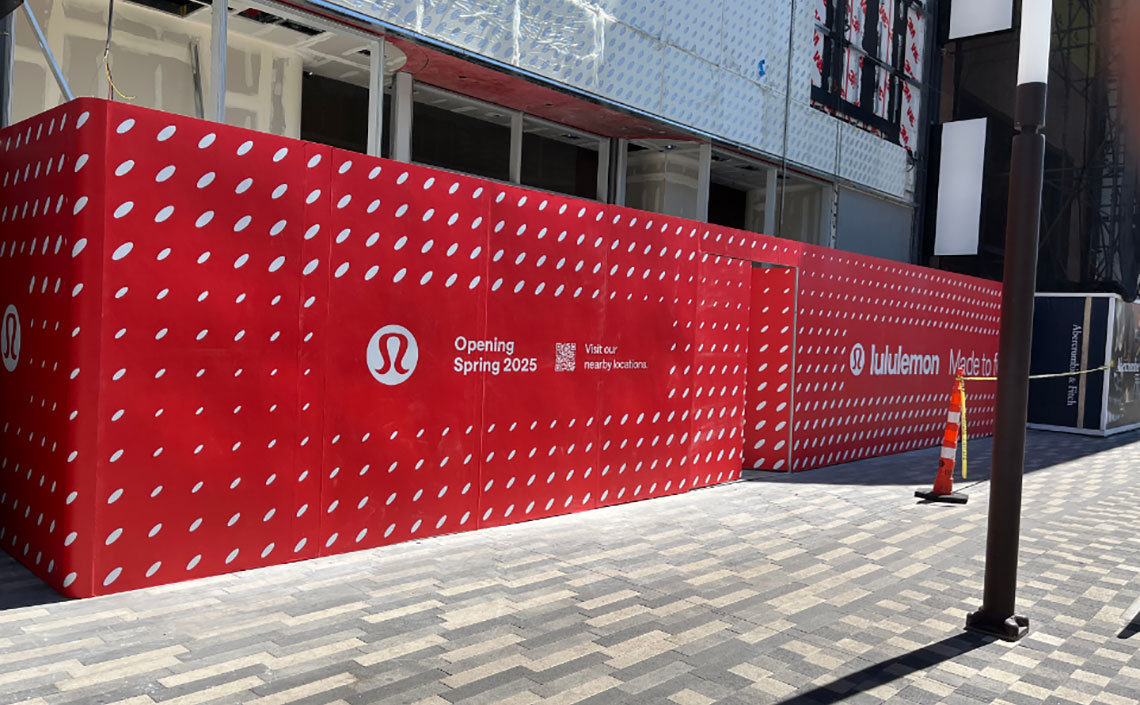 Phased Site Containment Transitioning Lululemon Strip Storefront